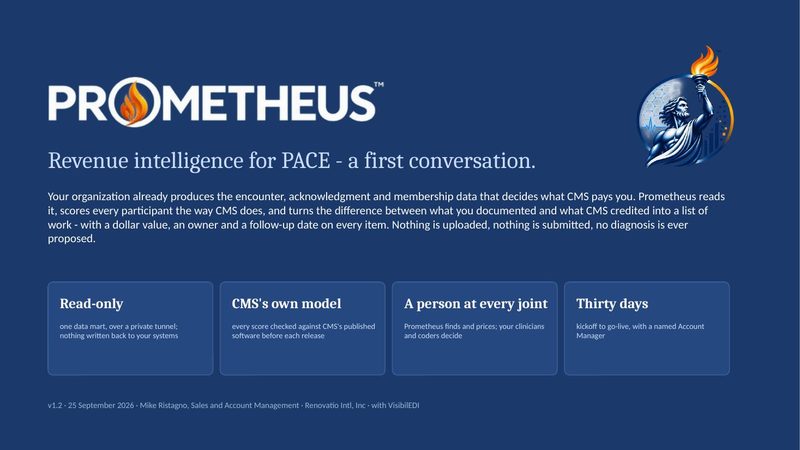 Slide 1 — PROMETHEUS, revenue intelligence for PACE