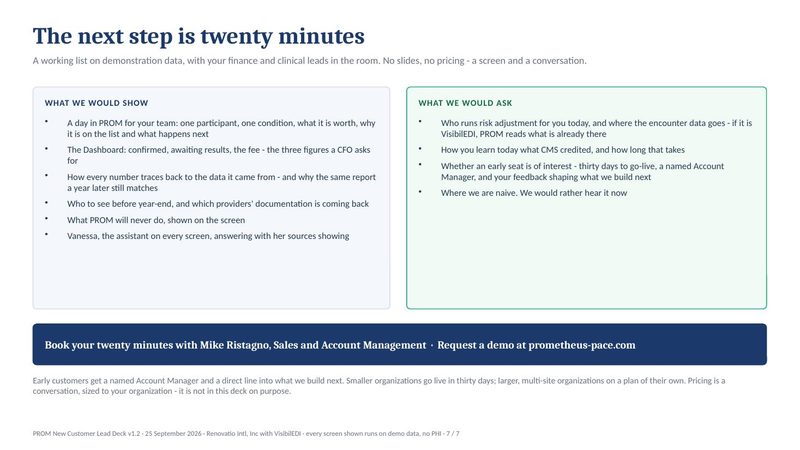 Slide 7 — The next step is twenty minutes